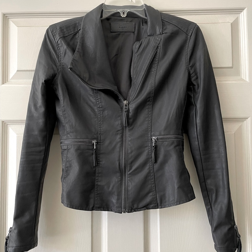 Blank NYC Vegan Leather Moto Jacket Grey